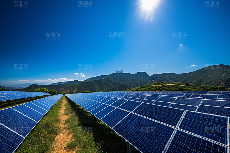 光伏太阳能板环保清洁能源摄影图