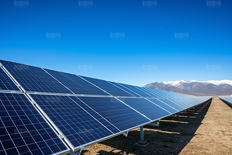 光伏太阳能板清洁能源高清摄影图
