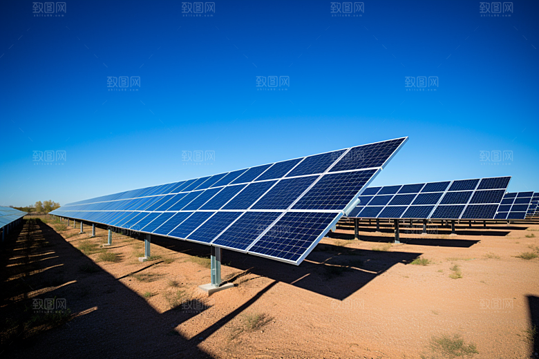 光伏太阳能板太阳能发电高清摄影图
