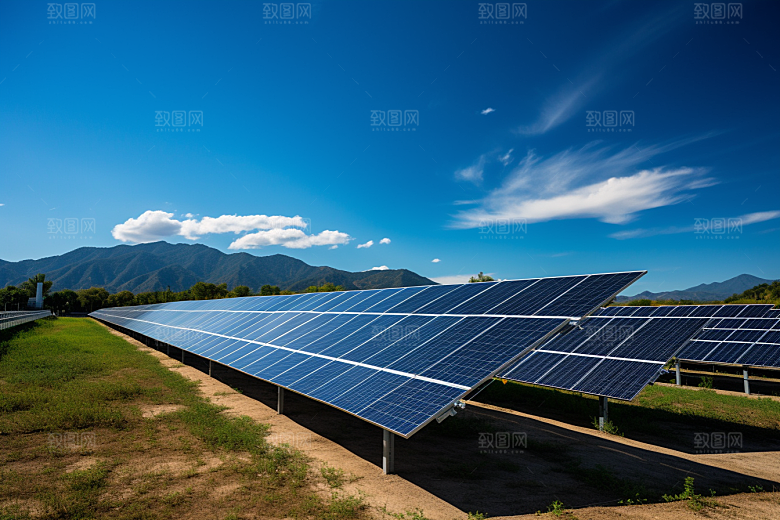 光伏太阳能板太阳能发电绿色摄影图
