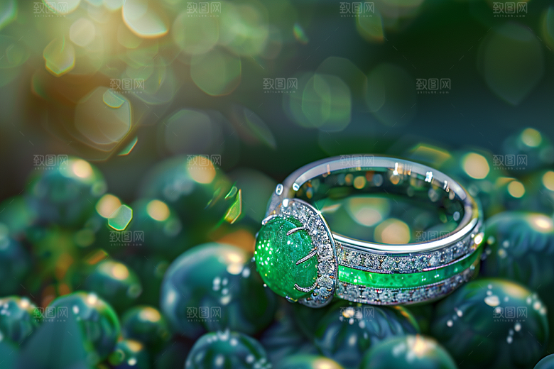 玉石禅意绿色素材