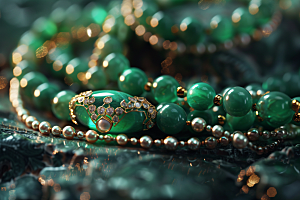 玉石珠宝通透绿色素材