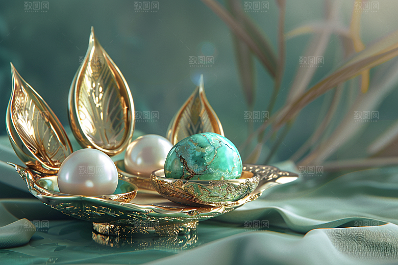 玉石珠宝绿色奢侈品素材
