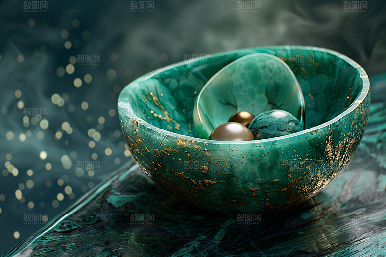 玉石珠宝绿色美玉素材
