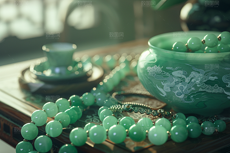 玉石珠宝绿色美玉素材