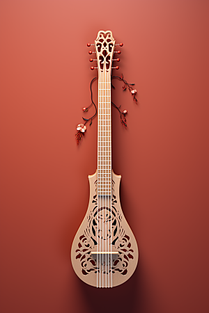 中国风琵琶传统乐器民乐插画