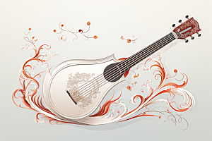 中国风琵琶装饰传统乐器插画