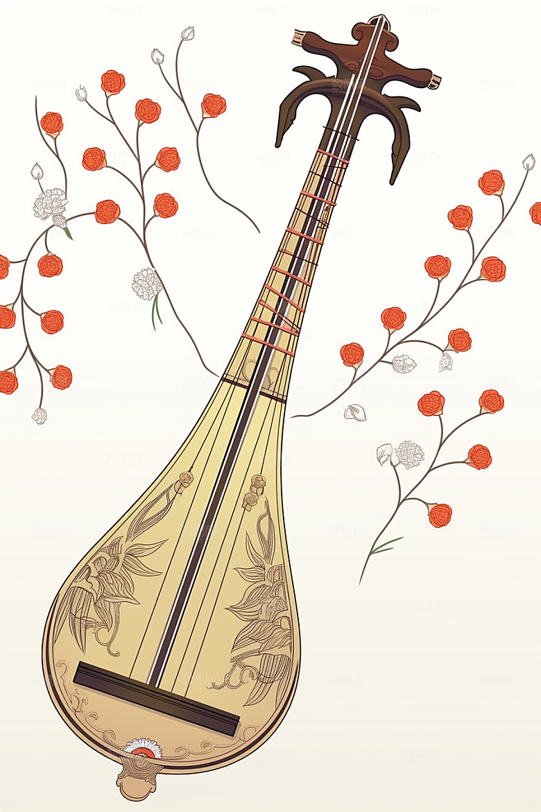 中国风琵琶国潮精致插画