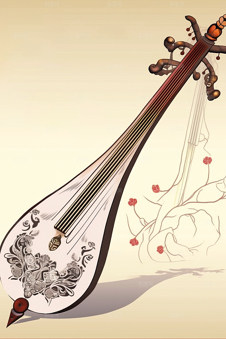 中国风琵琶民乐国潮插画