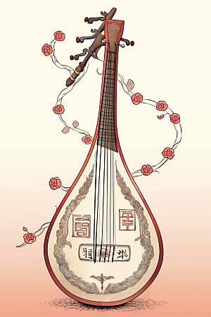 中国风琵琶国潮音乐插画