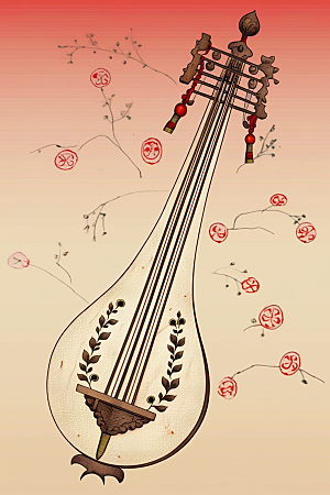 中国风琵琶民乐音乐插画