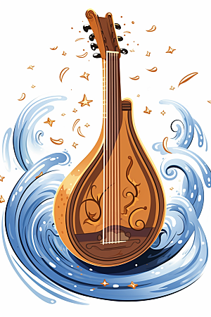 中国风琵琶民乐传统乐器插画