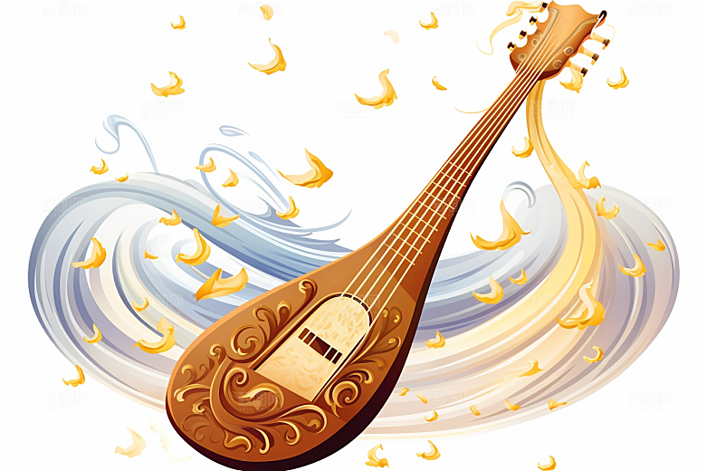 中国风琵琶音乐手绘插画