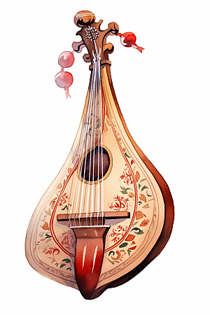 中国风琵琶传统乐器音乐插画