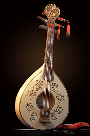 中国风琵琶音乐传统乐器插画