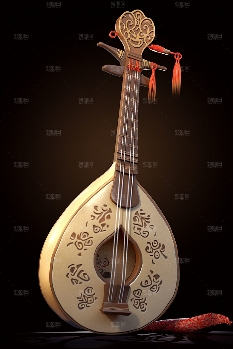 中国风琵琶音乐传统乐器插画