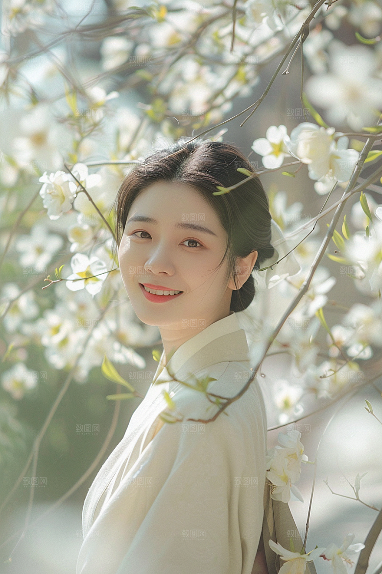 花卉汉服人物高清中国风摄影图