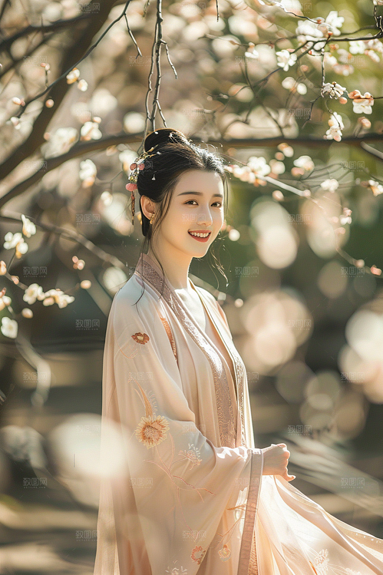花卉汉服人物写真唯美摄影图