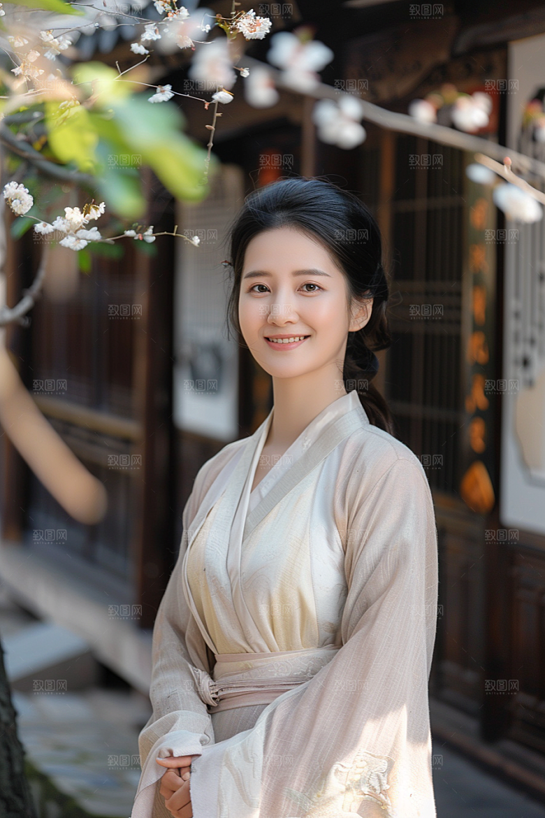 花卉汉服人物写真高清摄影图