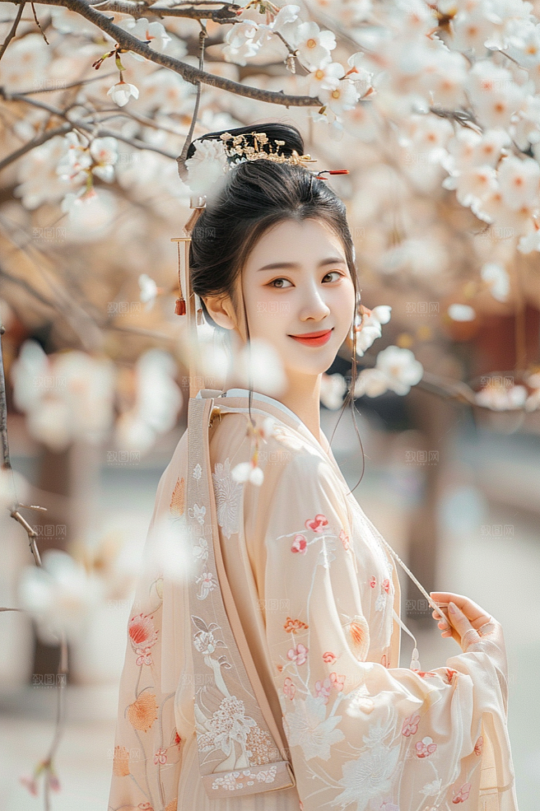 花卉汉服人物高清古风摄影图