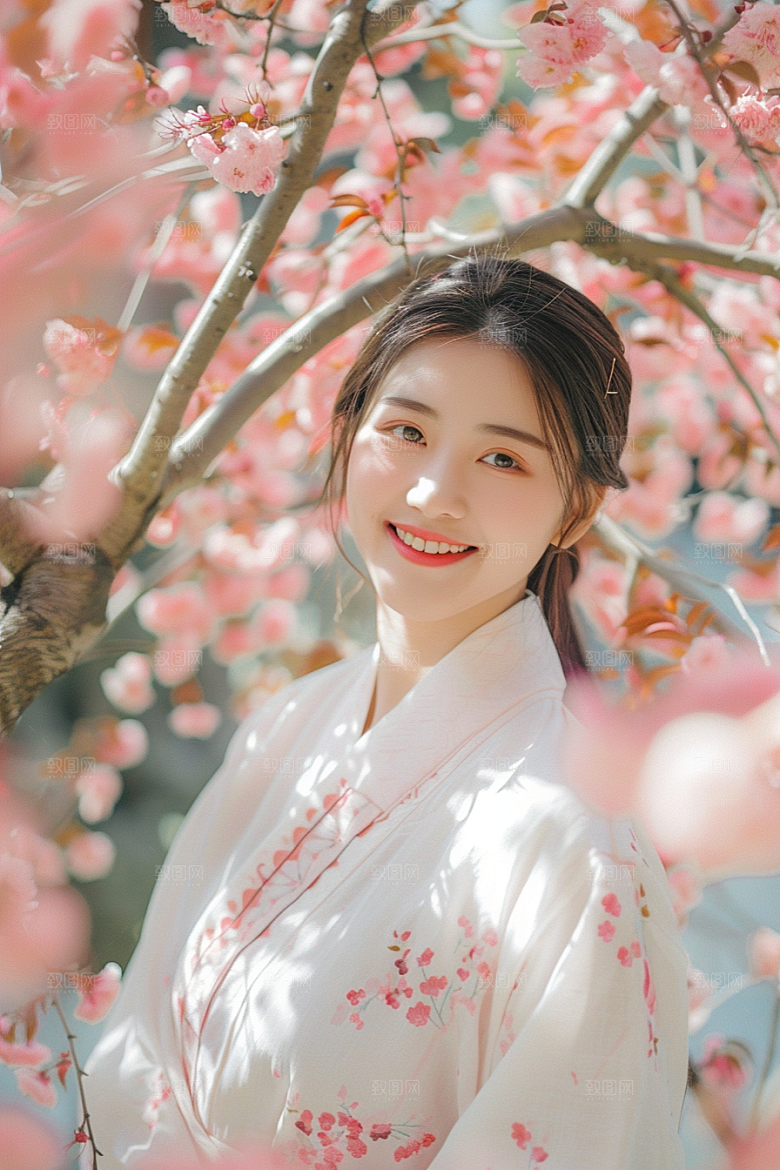 花卉汉服人物花丛中式摄影图