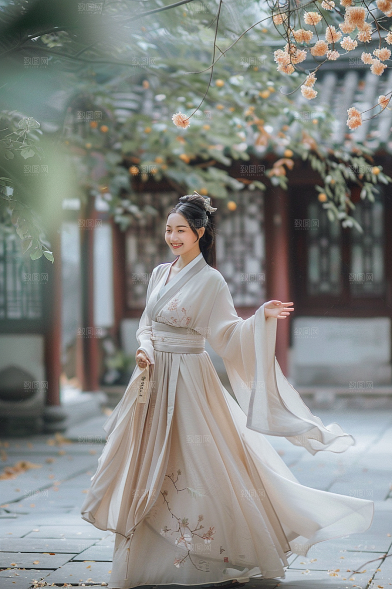 花卉汉服人物古风唯美摄影图