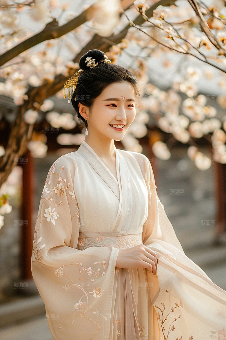 花卉汉服人物高清美女摄影图
