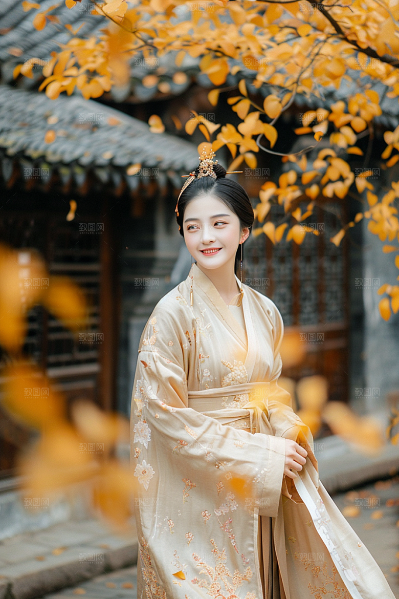 花卉汉服人物美女高清摄影图