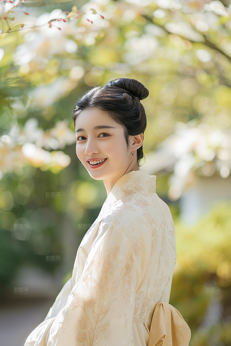 花卉汉服人物唯美中国风摄影图