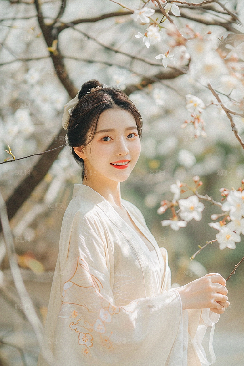 花卉汉服人物写真高清摄影图