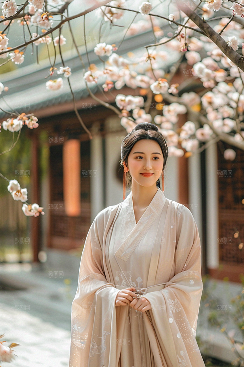 花卉汉服人物古风唯美摄影图