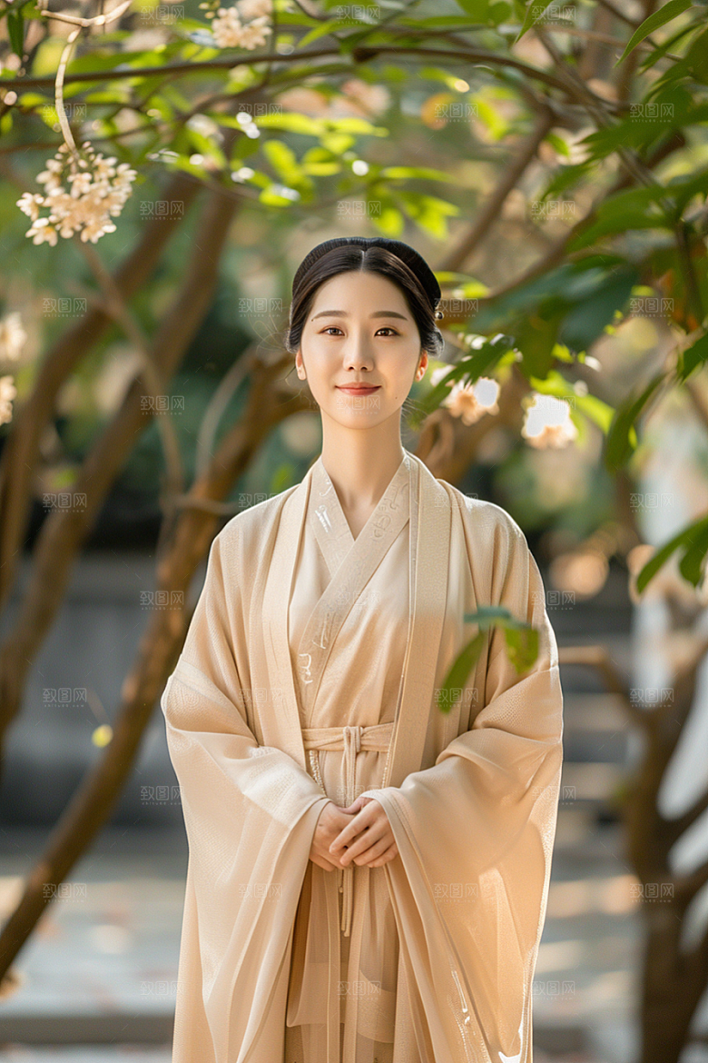 花卉汉服人物唯美高清摄影图