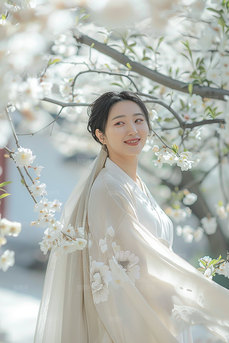 花卉汉服人物古风唯美摄影图