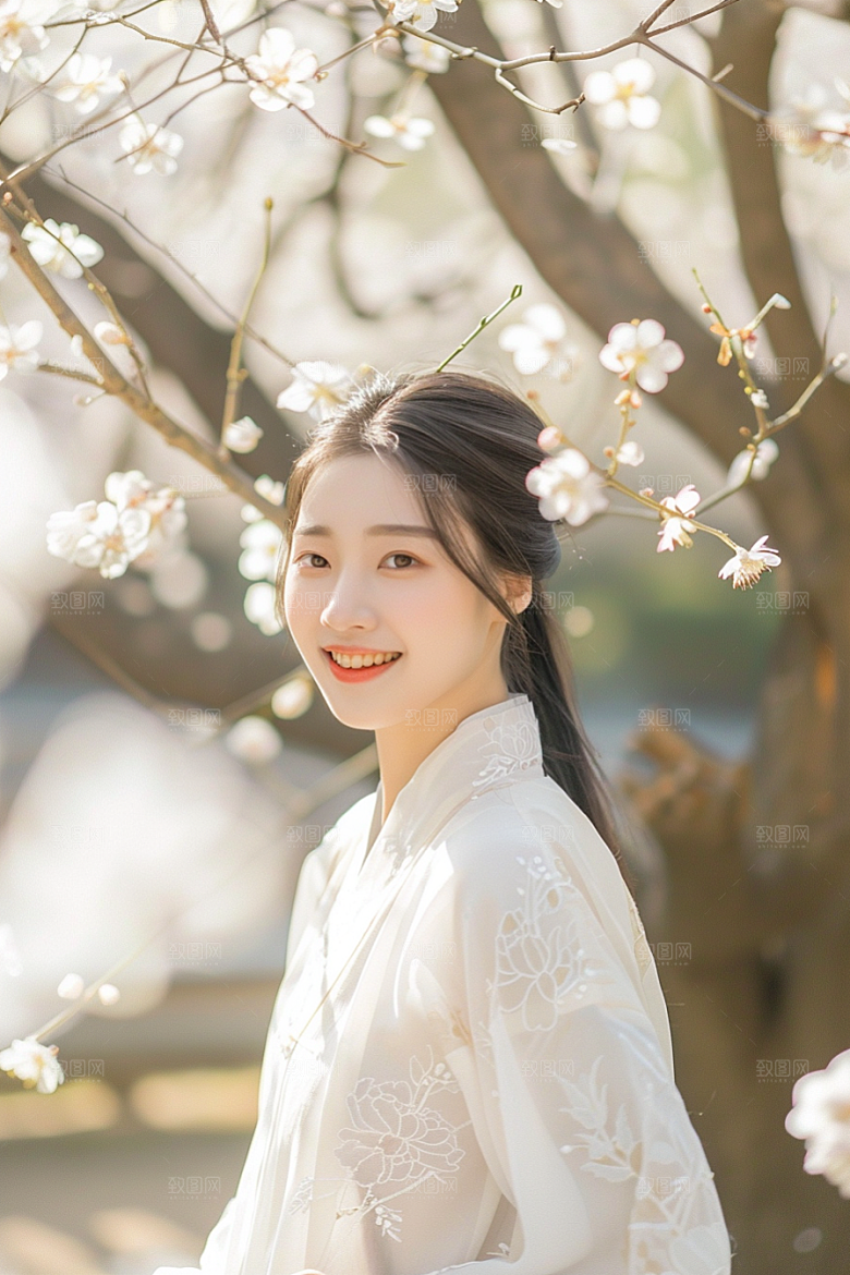 花卉汉服人物古风高清摄影图