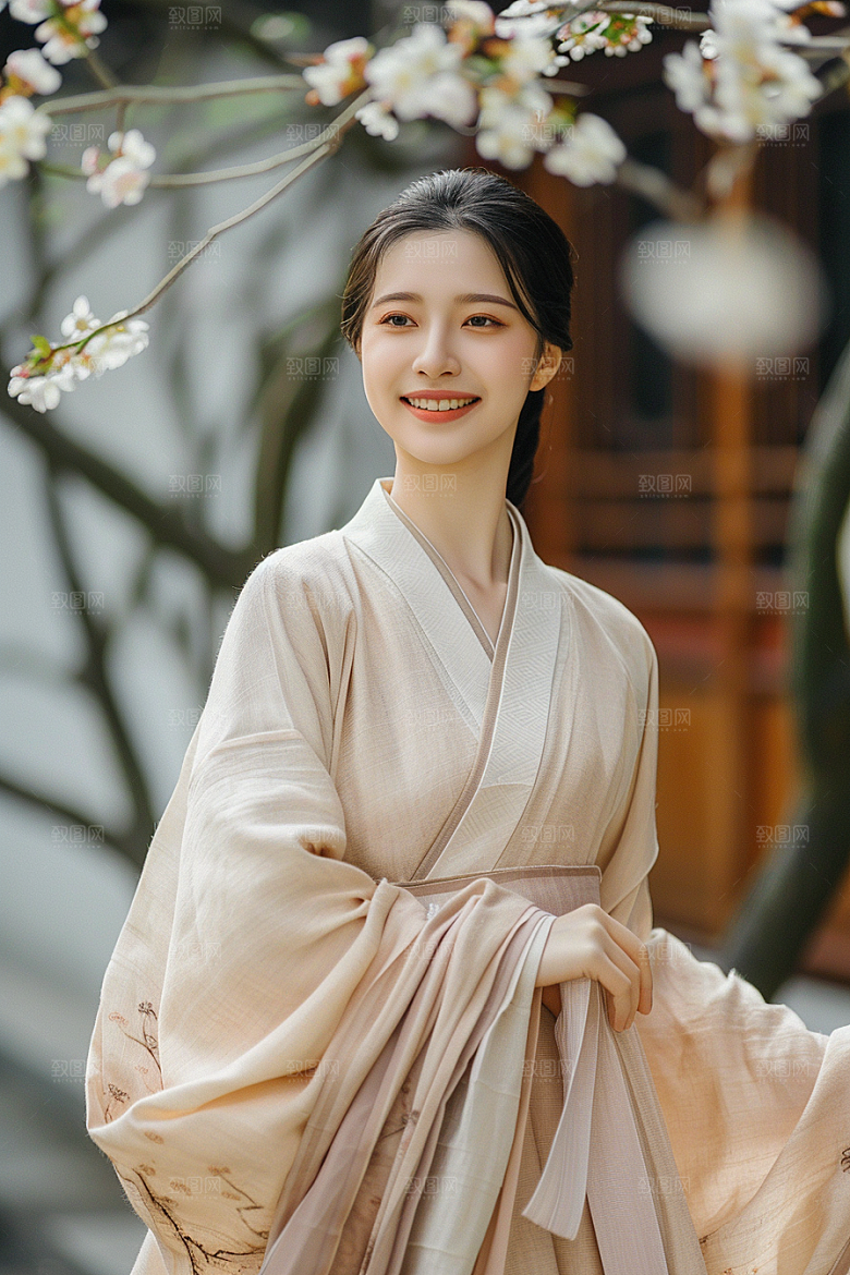 花卉汉服人物中国风浪漫摄影图