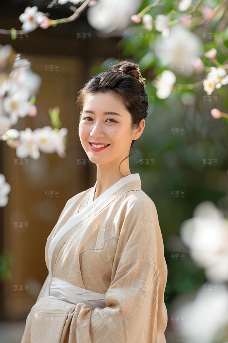 花卉汉服人物中式唯美摄影图
