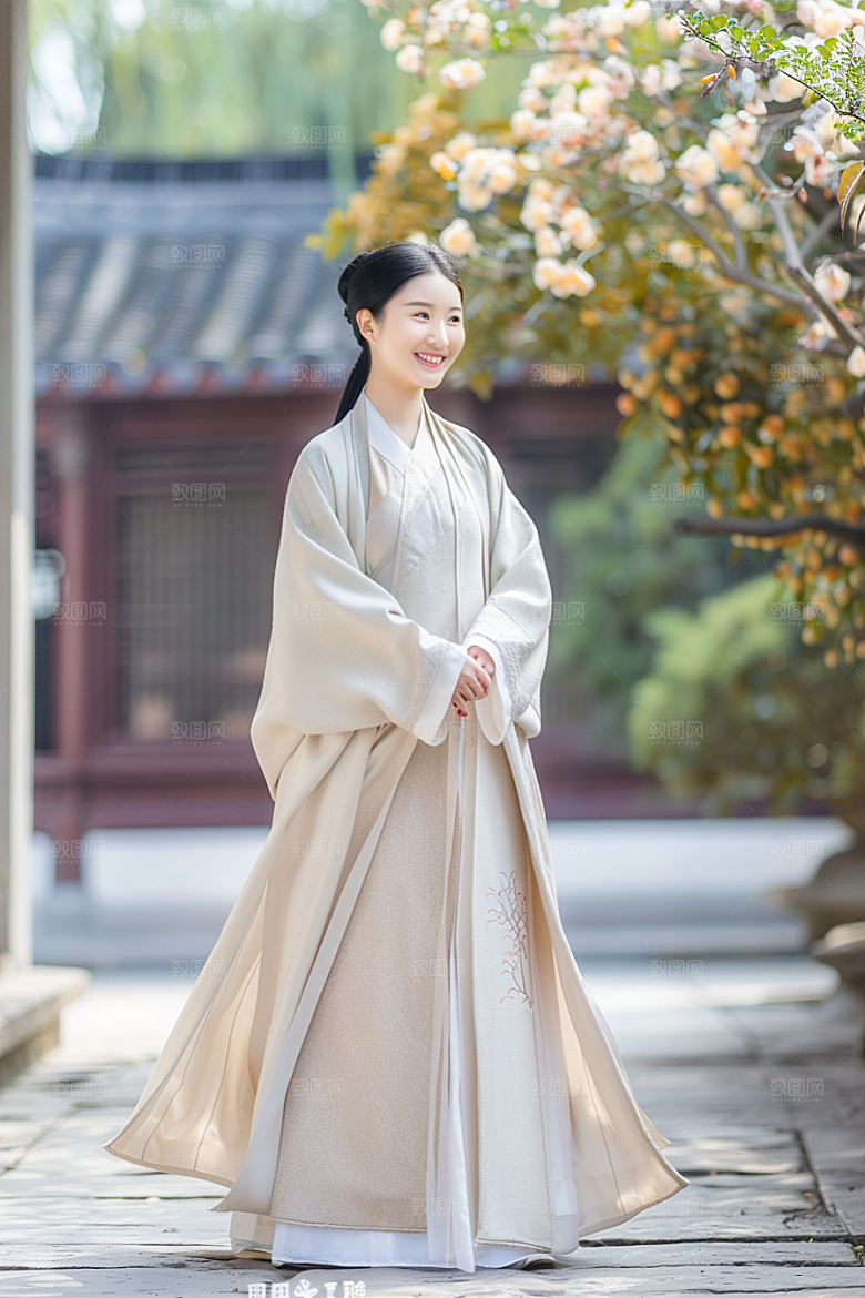 花卉汉服人物写真古风摄影图