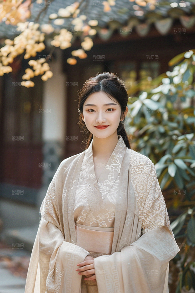 花卉汉服人物写真高清摄影图