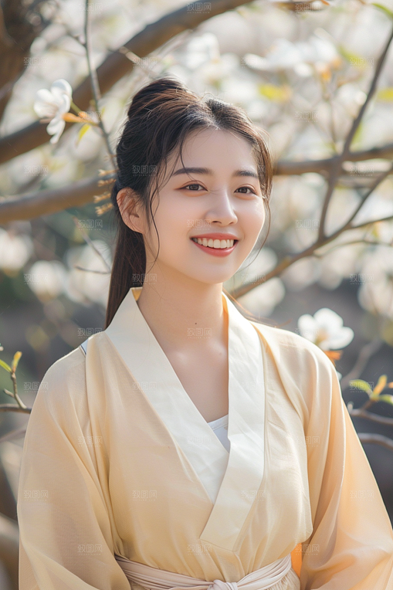 花卉汉服人物美女唯美摄影图