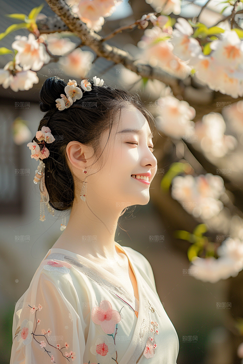 花卉汉服人物写真唯美摄影图