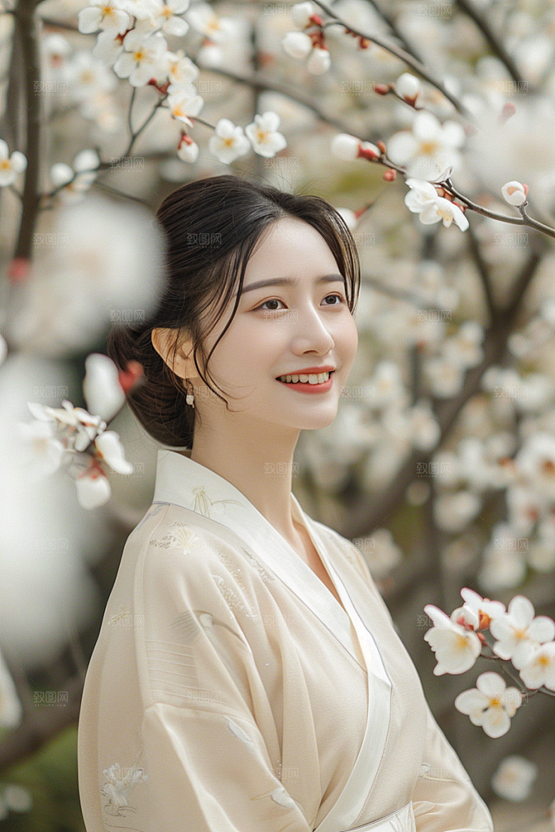 花卉汉服人物美女唯美摄影图
