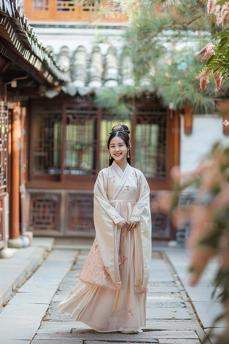 花卉汉服人物中式浪漫摄影图