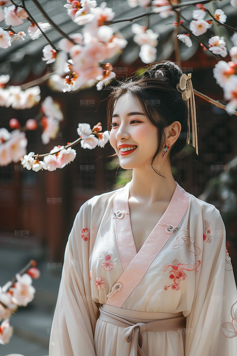 花卉汉服人物浪漫高清摄影图