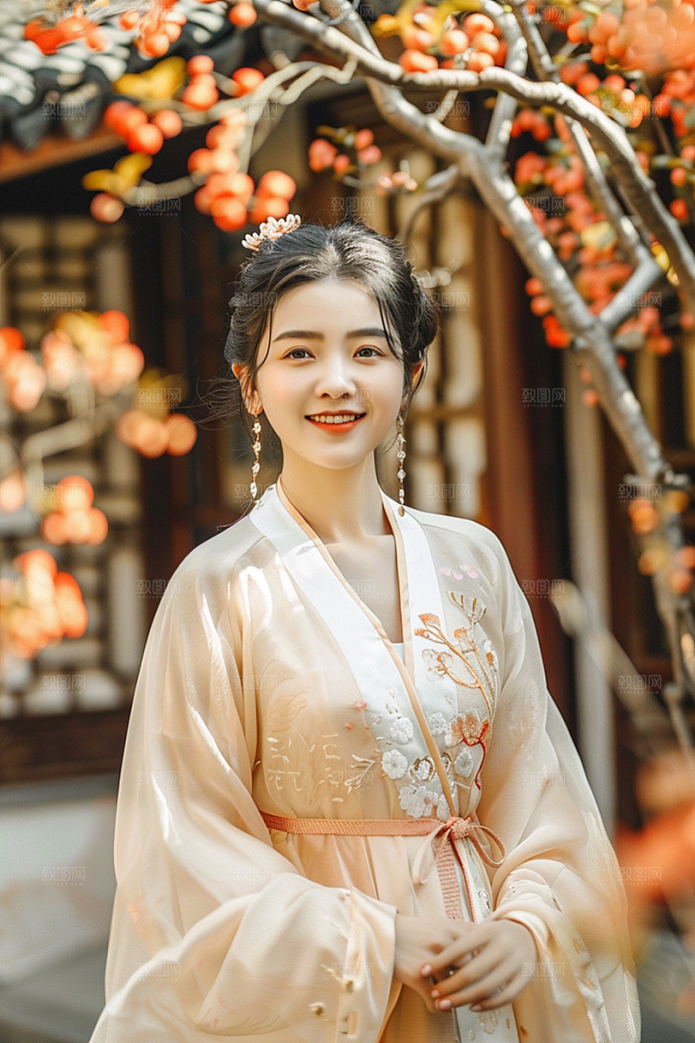 花卉汉服人物古风唯美摄影图