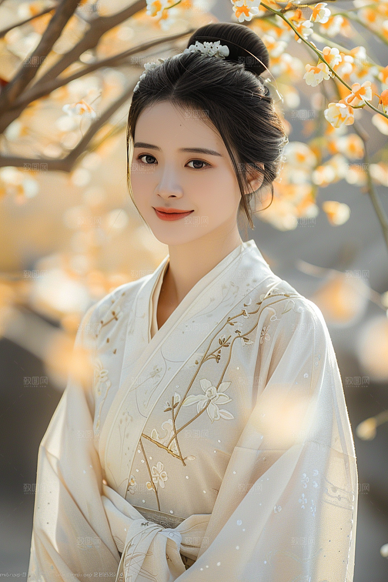 花卉汉服人物浪漫中国风摄影图