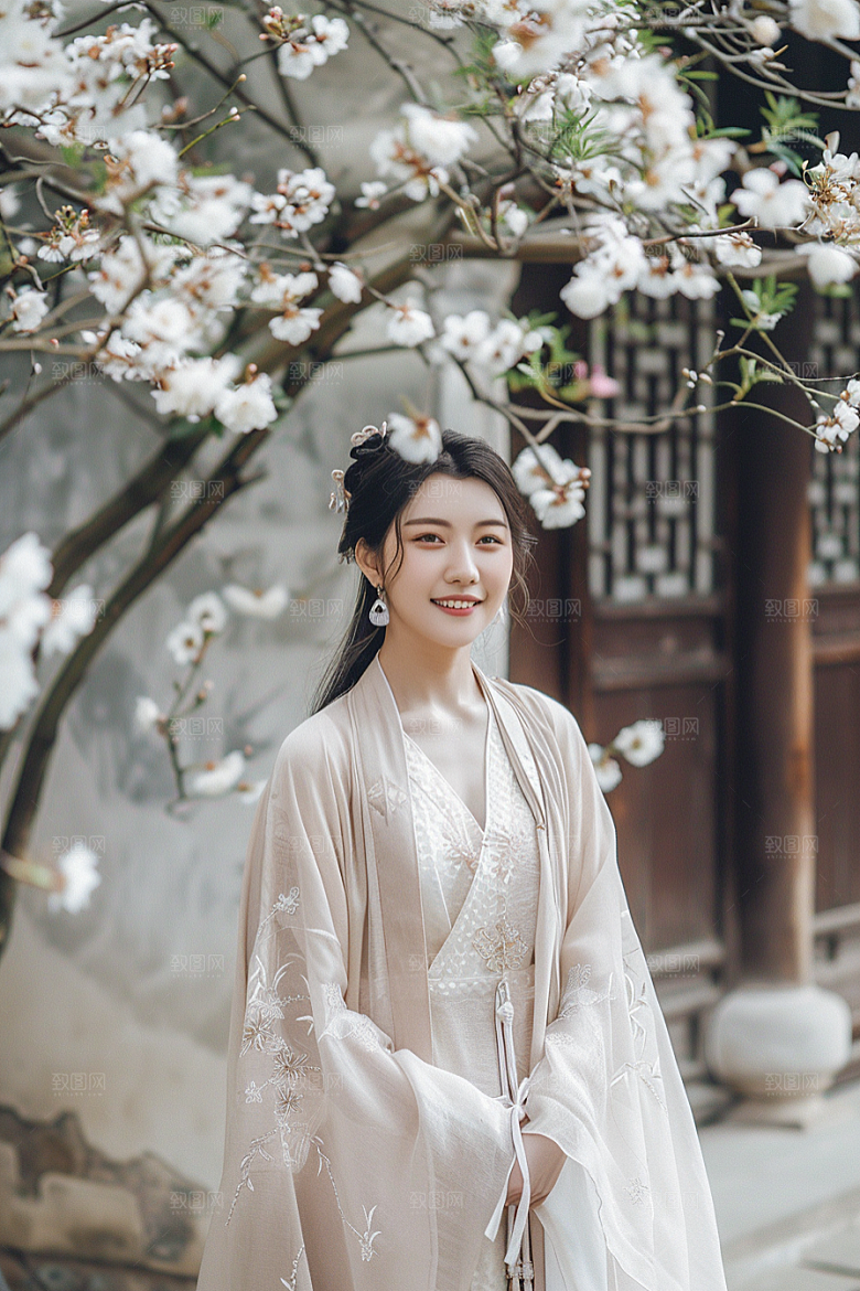 花卉汉服人物古风唯美摄影图