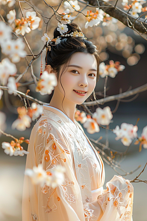 花卉汉服人物中国风古风摄影图