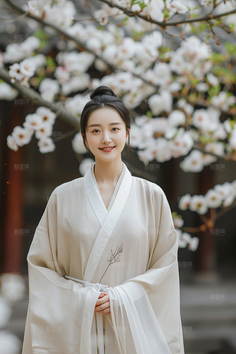 花卉汉服人物高清唯美摄影图