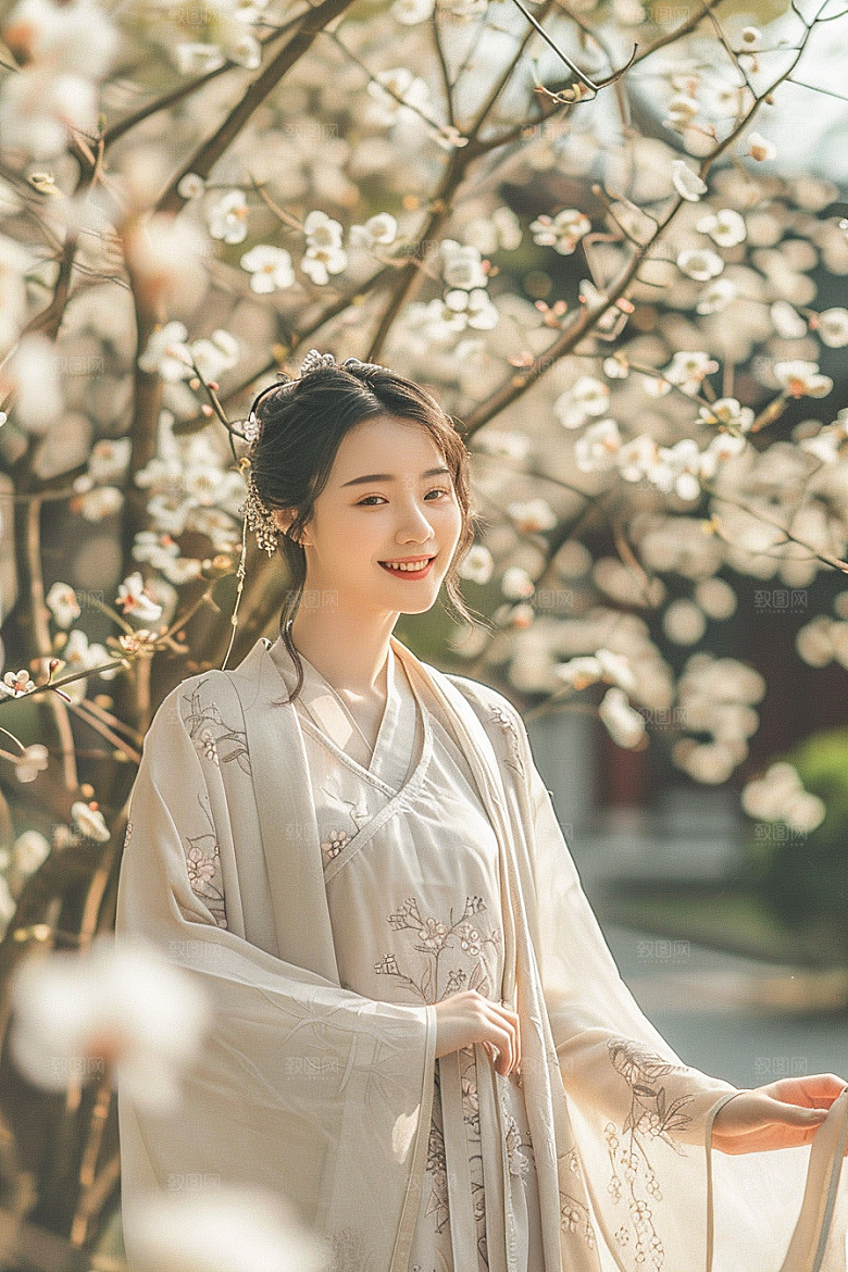 花卉汉服人物高清古风摄影图