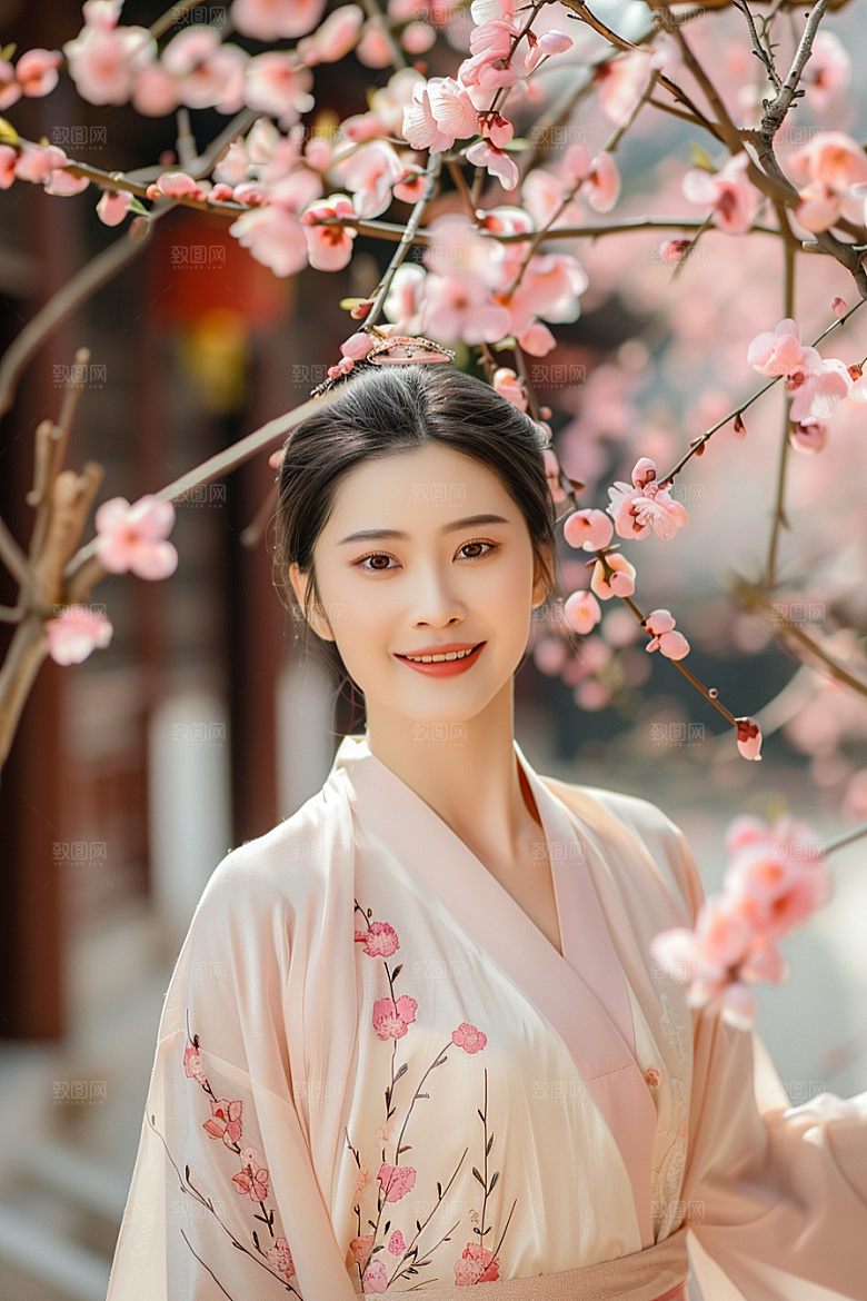 花卉汉服人物古风浪漫摄影图
